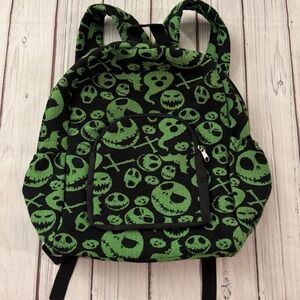 Nightmare Before Jack Skull Backpack Green Black Y2K Goth School Bag
